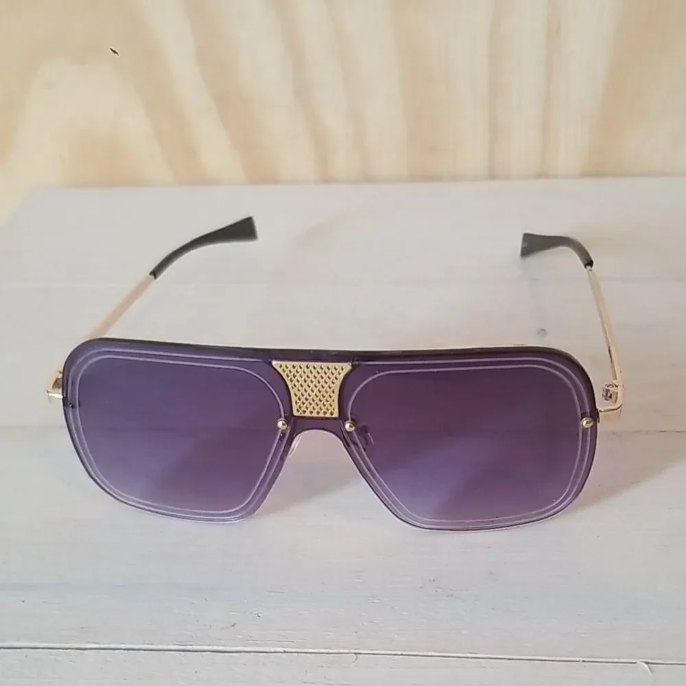 Hi Fashion Purple Sunglasses with Gold Accents Unisex